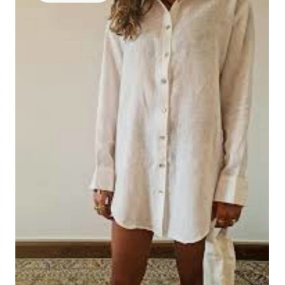 CHICOS LIGHT PINK LINEN TUNIC BUTTON DOWN SIZE 2 (MED) - Picture 1 of 5